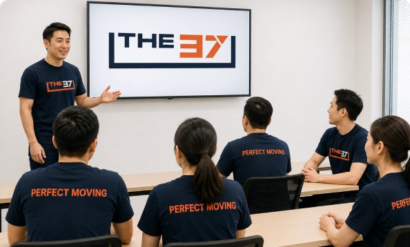 본사 교육장에서 교육 중인 THE37 작업팀